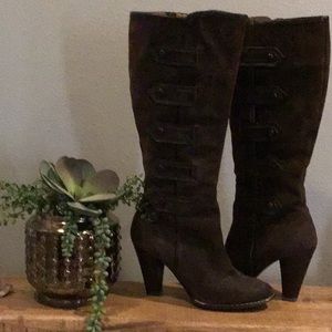 Sofft Savona Tall Boot - Dark Brown Suede, Size 9